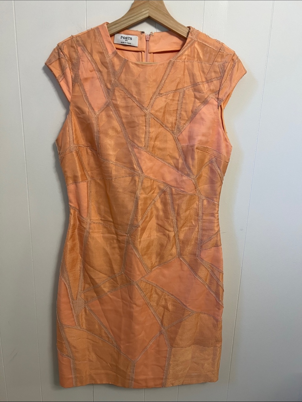 Ports 1961 Geometric Mosiac Patchwork Silk Blend Cocktail Pencil Mini Dress 8